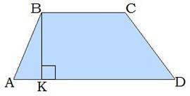 Боковая сторона AB трапеции ABCD образует с основанием угол 30°. Вычисли высоту BK, если сторона AB