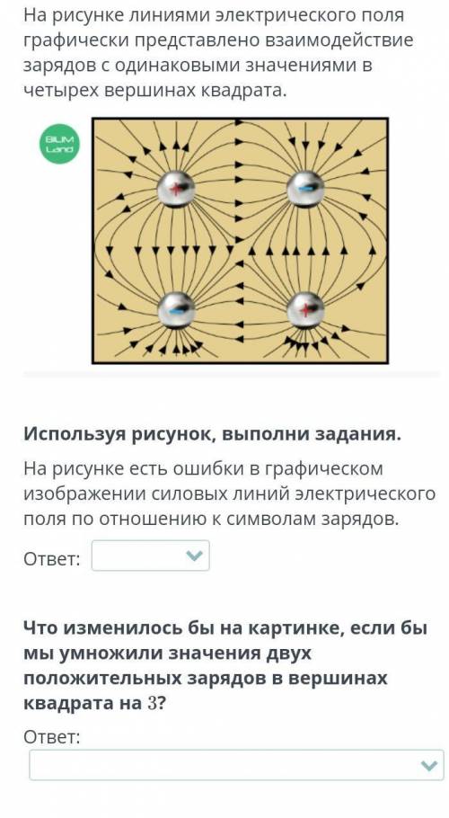 Используя рисунок, выполни задания. На рисунке есть ошибки в графическом изображении силовых линий э