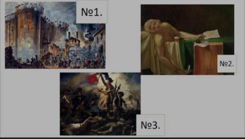 Определите события, которые изображены на картинах французских художников. ответ запишите по порядку