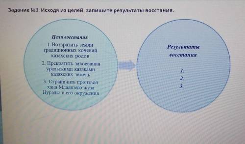 Задание №3. Исходя из целей, запишите результаты восстания.