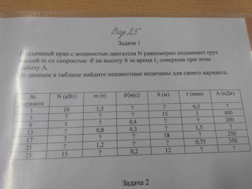 Физика нужен 25 вариант. Нужно найти неизвестные символы. Условие сверху. Пасиба