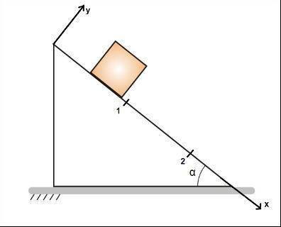 Брусок движется по наклонной плоскости под углом α=60° к горизонту без начальной скорости. Выберите