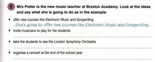 Mrs ма Potter is the new music teacher at Braxton Academy. Look at the ideas and say what she is goi