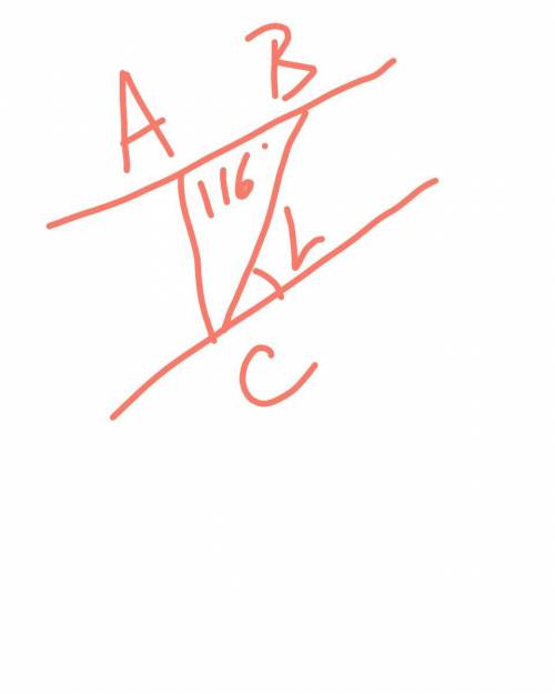 Прямая A и Б параллельна. AB=AC. угол BAC = 116 градусов. Найдите градусную меру угла L​