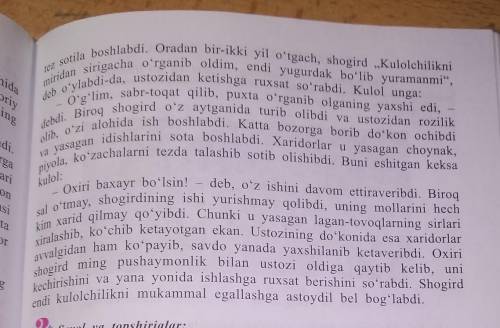 Savol va topshiriqlar:Ayting-chi, nima uchun shogirdning ishi yurishmadi?​