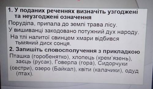 У поданих реченнях визначіть узгодженіта неузгоджені означенняПорудiла, припала до землі трава лісу.