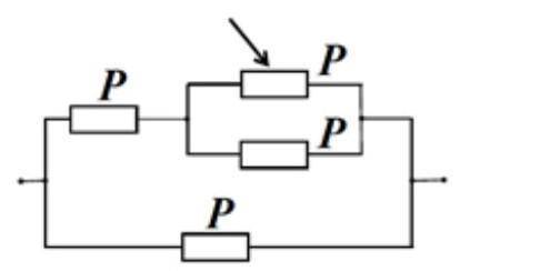 Каждый резистор в схеме, показанной на рисунке, распределяет одинаковую мощность, равную P = 30 Вт.