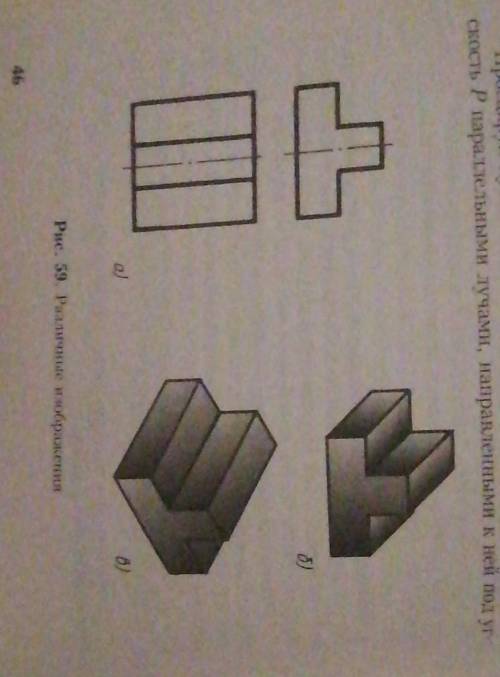 1. Какие аксонометрические проекции даны на рисунке 59? 2. Как направлены проецирующие лучи относите
