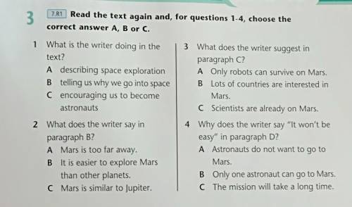 3 7.R1 Read the text again and, for questions 1-4, choose thecorrect answer A, B or C.31 What is the