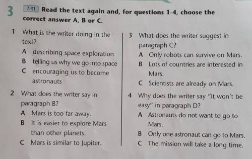 7.R13 Read the text again and, for questions 1-4, choose thecorrect answer A, B or C.1 What is the w