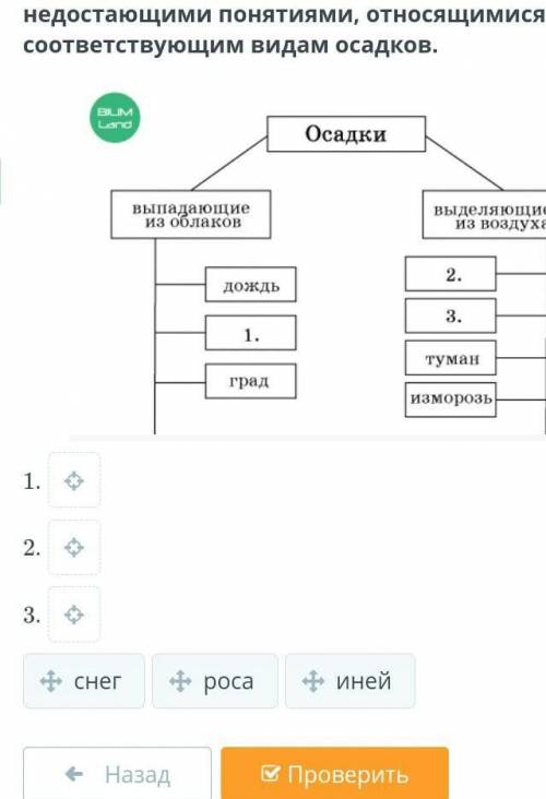 Такое осадки и какие они бывают Изучи кластер об осадках. Дополни его недостающими понятиями, относя