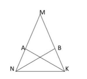 Тругольник MNK равнобедренный, NA=BK. Докажите, что угл AKN =угл BNK