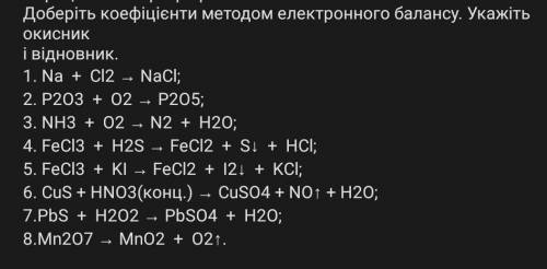 Доберіть коефіцієнти методом електричного балансу ​