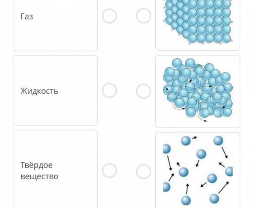 Определите агрегатное состояние веществ по движению частиц​