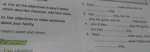 2 a) List all the adjectives in Amy's letter which describe character. Add four more.2 Kate3b) Use a