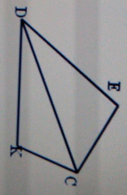 В данном прямоугольнике deck на рисунке проведена диагональ dc, разделенная на треугольники dec и dc