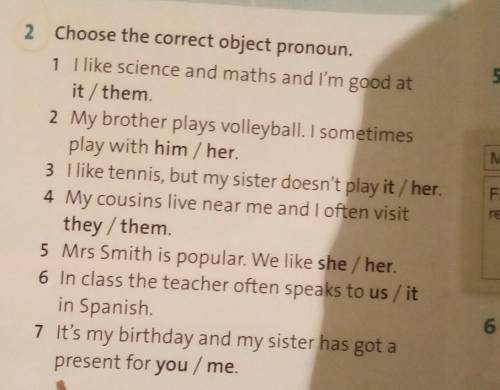 2.Choose the correkt object pronoun