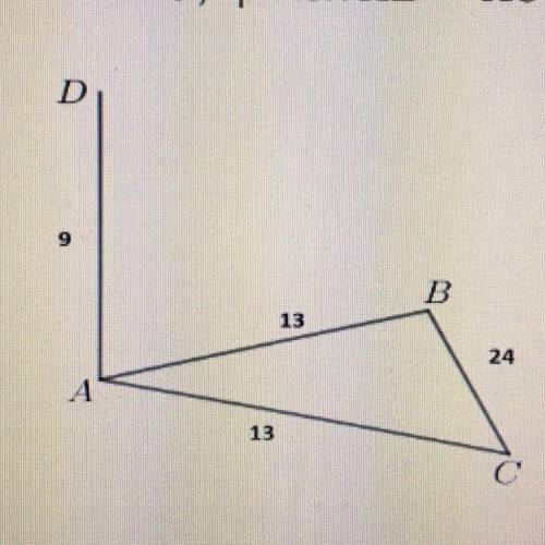 Дан равнобедренный треугольник ABC, причем AB = AC = 13, а ВС = 24. В точке А построен перпендикуляр