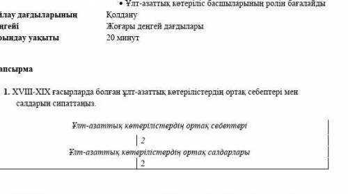 XVIII-XIX ғасырларда болған ұлт-азаттық көтерілістердің ортақ себептері мен салдарын жазыңыз.​