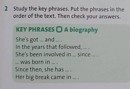 2 Study the key phrases. Put the phrases in the order of the text. Then check your answers.KEY PHRAS