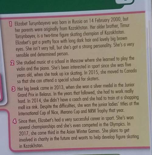 Read the text and answer the questions. 1 Which paragraph describes Elizaber family? 2 Where did she