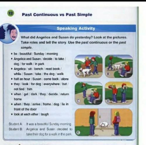 Ast Continuous vs Past Simple Speaking ActivityWhat did Angelica and Susan do yesterday? Look at the
