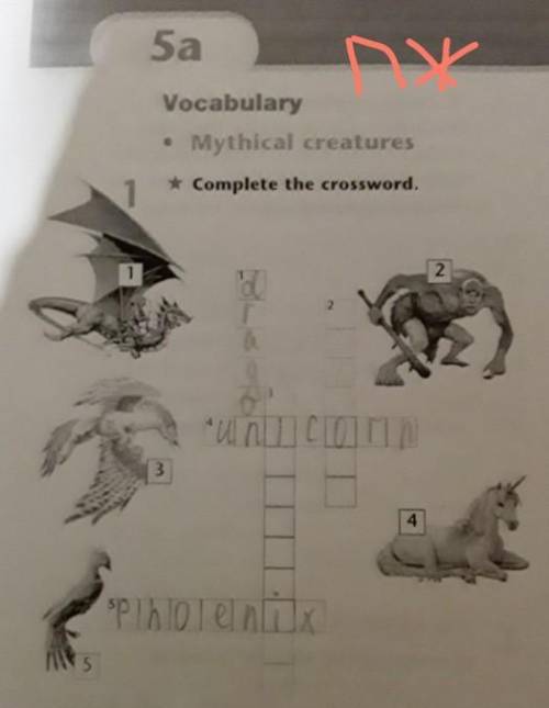5a 3Vocabulary• Mythical creatures* Complete the crossword.12345
