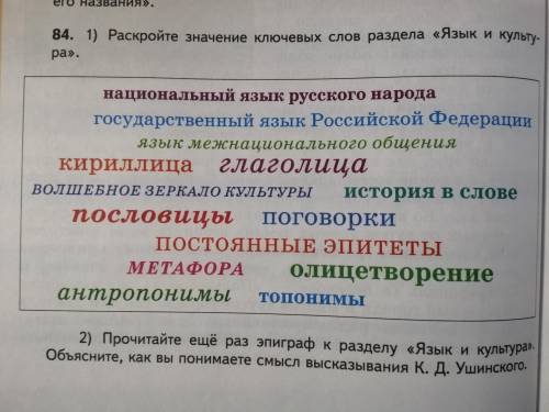 Раскройте значение ключевых слов раздела Язык и культура.