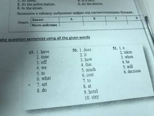 Make question sentences using all the given words