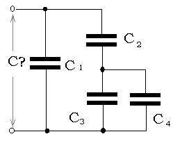 Визначити загальну електричну ємність з'єднання конденсаторів між клемами схеми, якщо ємності окреми