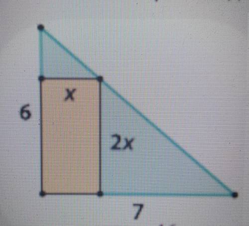 Из прямоугольного треугольника с катетами 6 и 7 вырезали прямоугольник так, как это показано на рису
