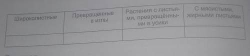 Заполните следующую таблицу, впишите название растения в каждую графу​