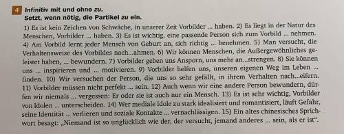 Немецкий, 8 класс Infinitiv mit und ohne zu. Setzt, wenn nötig, die Partikel zu ein. 1) Es ist kein