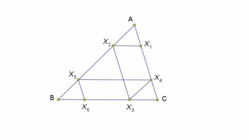 Дан треугольник АВС, в котором АВ=12, АС=8, ВС=16. На стороне АС взята точка Х1 такая, что АХ1=2. На