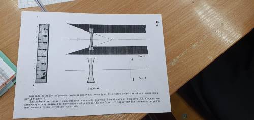 Сначала на линзу направили сходящийся пучок света, а затем перед линзной поставили предмет AB.Постро