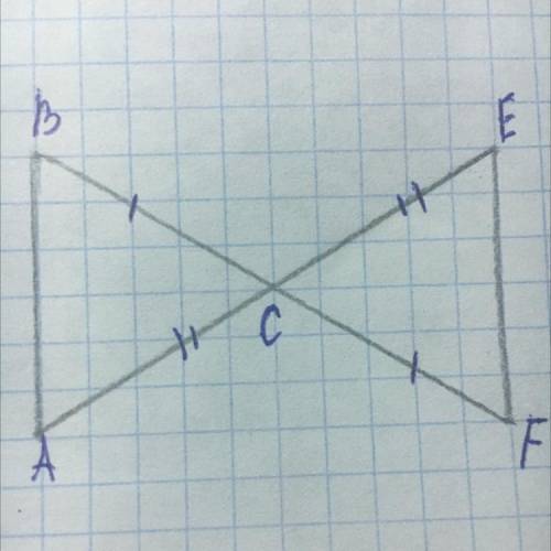Докажи равенство треугольников ABC и CEF