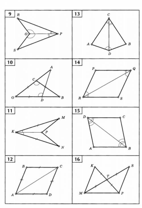 Найти пары равных треугольников и доказать их равенство.