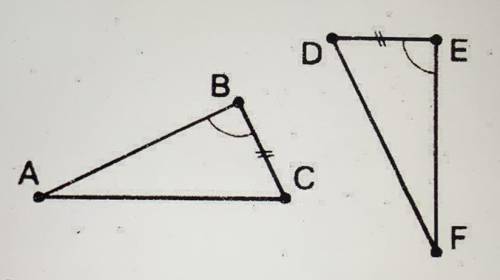 для док-ва равенств треугольников на рисунке,достаточно доказать что: 1.AC=DF 2.ВС=EF 3.BC=DF 4.нет
