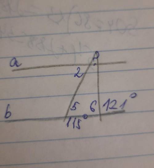 Дано:угол 2 = 65°угол 3 = 115°угол 4 = 121°? a || bугол 1 - ?​