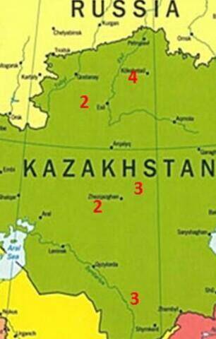 работая с картой Казахстана, Укажите В каких регионах Казахстана разводили животных- лошадей, верблю