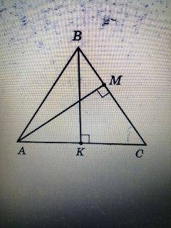 У рівнобедреному трикутнику ABC висота BK=30, а висота AM=48. Знайти AC