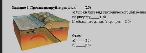 A) Определите вид тектонического движения по рисунку (16) b) объясните данный процесс (16)ответ:a)b)