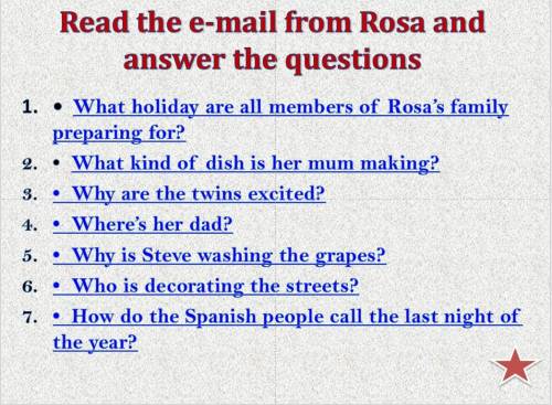 Read the email from rosa and answer the questions.