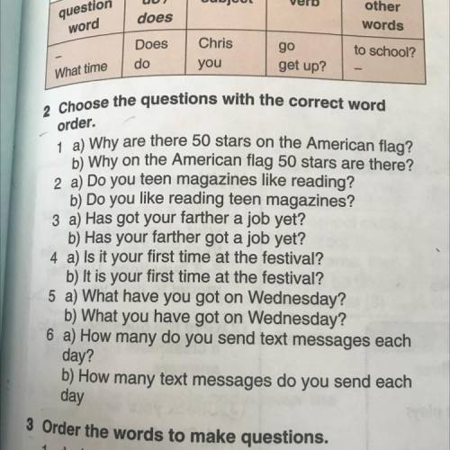 Выберите вопросы с правильным порядком слов