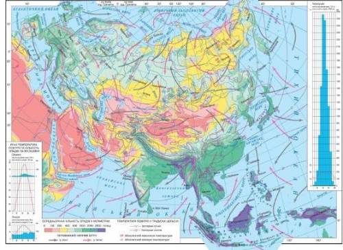Используя климатическую карту определите среднегодовое количество осадков тропического пояса Евразии