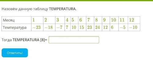 поооже якла Назовём данную таблицу TEMPERATURA.  ​