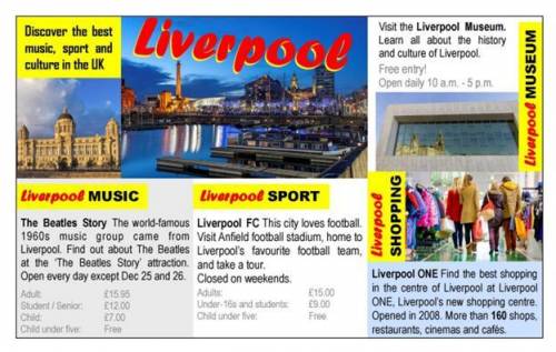 Choose the best attraction in Liverpool for these people and write a–d next to the number 1–4
