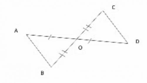 На рисунке AO=OD,BO=OC докажите,что треугольникAOB=COD​