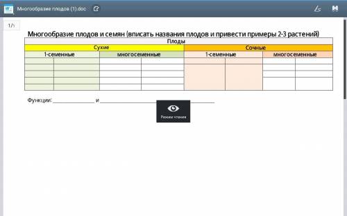 Биология таблица маленькая 6 класс