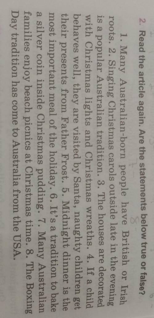 Read the article again. Are the statements below true or false​